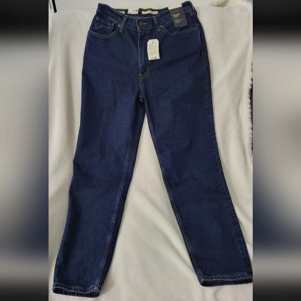 Levi's Premium Mom Jeans Relaxed Fit High Rise Stretch Blue Women's